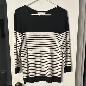 LOFT Black and White Striped Top